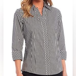 Investments Taylor Gold Label Non-Iron 3/4 Sleeve Button Front‎ Shirt 14